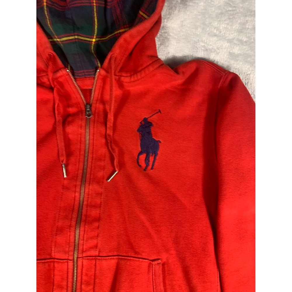 Polo Ralph Lauren Big Pony Hoodie Plaid Hood Red Men Size XL - Picture 3 of 10